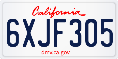 CA license plate 6XJF305