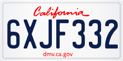 CA license plate 6XJF332