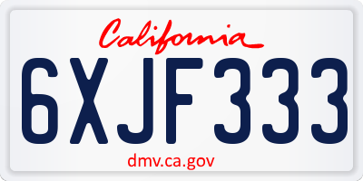 CA license plate 6XJF333
