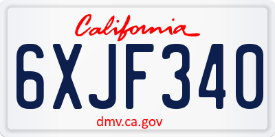 CA license plate 6XJF340