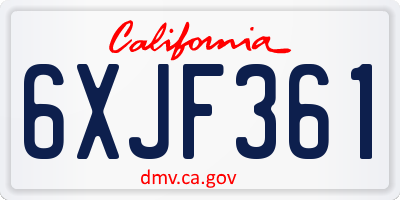CA license plate 6XJF361