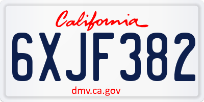 CA license plate 6XJF382