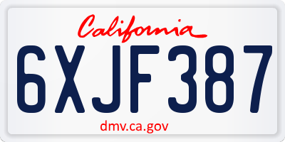 CA license plate 6XJF387