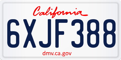 CA license plate 6XJF388