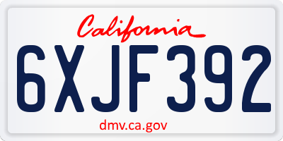 CA license plate 6XJF392