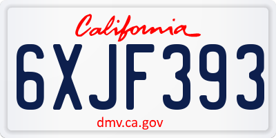 CA license plate 6XJF393
