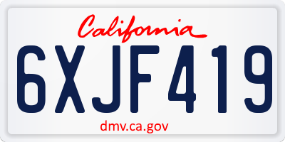 CA license plate 6XJF419
