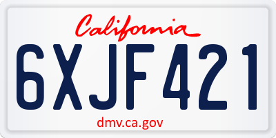CA license plate 6XJF421