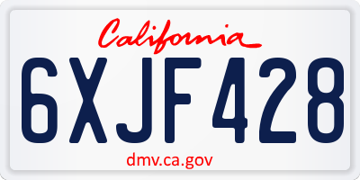 CA license plate 6XJF428