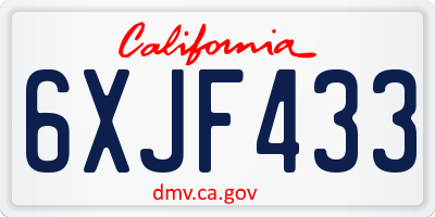 CA license plate 6XJF433
