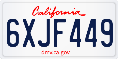 CA license plate 6XJF449