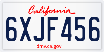 CA license plate 6XJF456