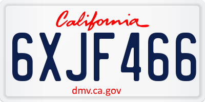 CA license plate 6XJF466