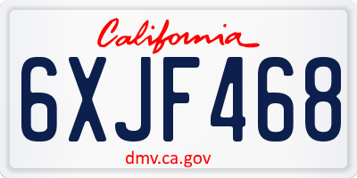 CA license plate 6XJF468