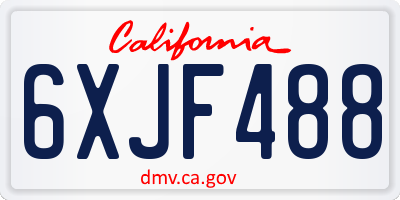 CA license plate 6XJF488