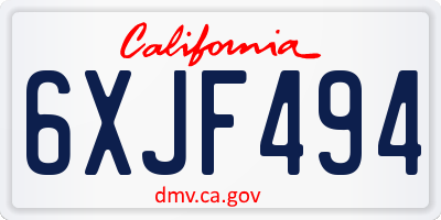 CA license plate 6XJF494
