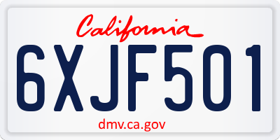 CA license plate 6XJF501