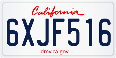 CA license plate 6XJF516