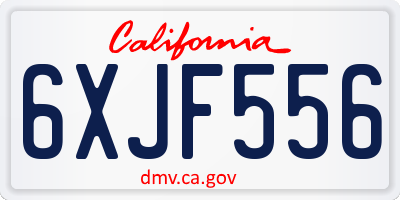CA license plate 6XJF556