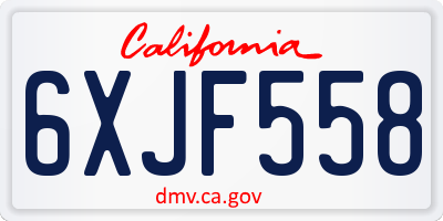 CA license plate 6XJF558