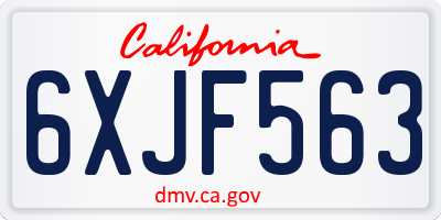 CA license plate 6XJF563