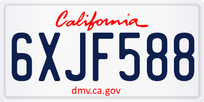 CA license plate 6XJF588