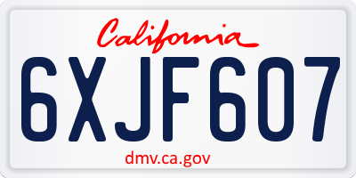 CA license plate 6XJF607