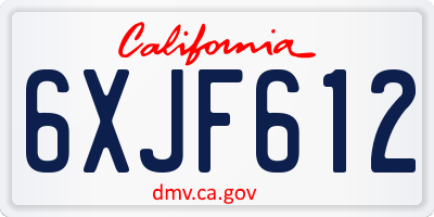 CA license plate 6XJF612