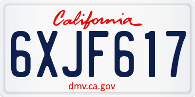 CA license plate 6XJF617