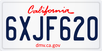 CA license plate 6XJF620