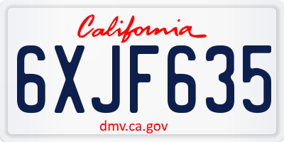 CA license plate 6XJF635