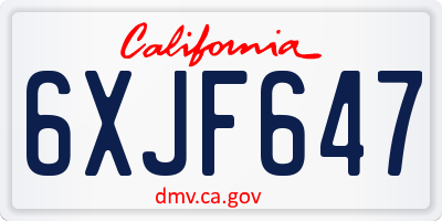 CA license plate 6XJF647
