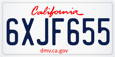 CA license plate 6XJF655