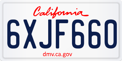 CA license plate 6XJF660