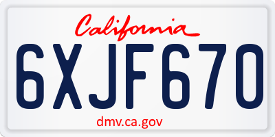 CA license plate 6XJF670