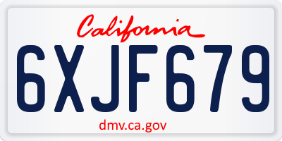 CA license plate 6XJF679