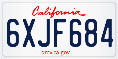 CA license plate 6XJF684