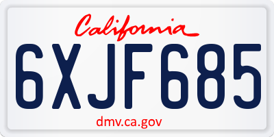 CA license plate 6XJF685