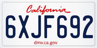 CA license plate 6XJF692