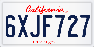 CA license plate 6XJF727