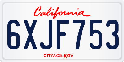 CA license plate 6XJF753