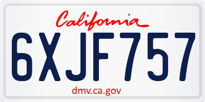 CA license plate 6XJF757