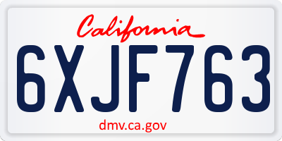 CA license plate 6XJF763