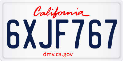 CA license plate 6XJF767