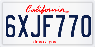 CA license plate 6XJF770