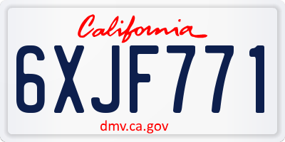 CA license plate 6XJF771