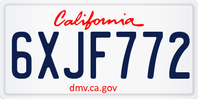 CA license plate 6XJF772