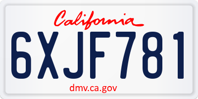 CA license plate 6XJF781