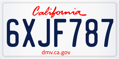 CA license plate 6XJF787