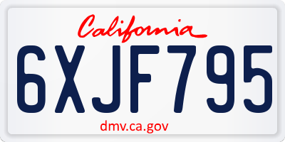 CA license plate 6XJF795